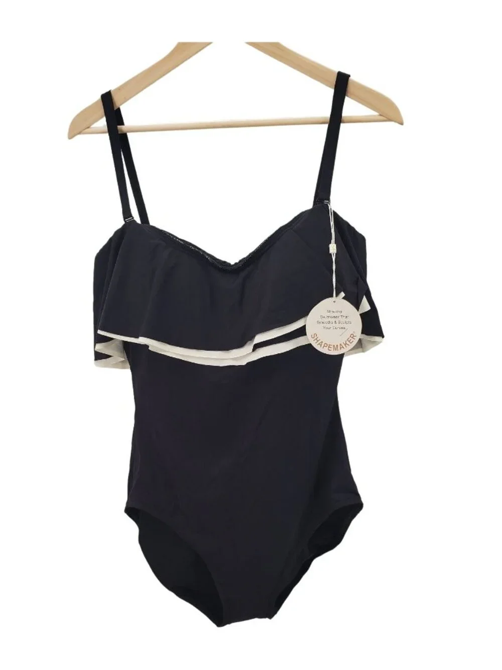 Coco Reef 14/38D Ruffle Bandeau Removable Straps Swimwear One-Piece Bathing Suit - Picture 4 of 14